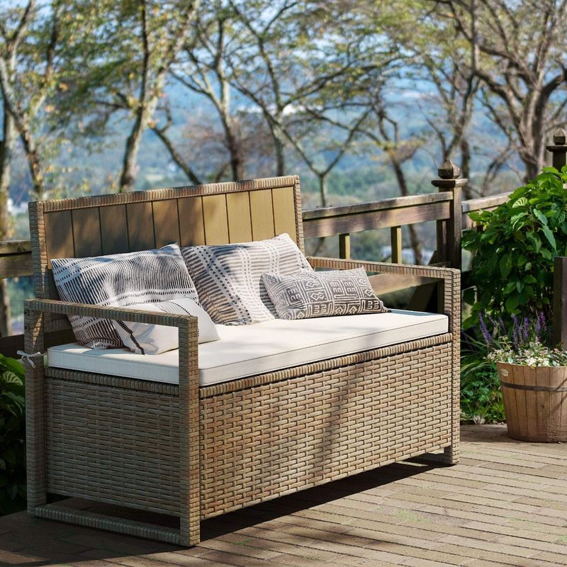 Rattan Effect Garden Storage Bench