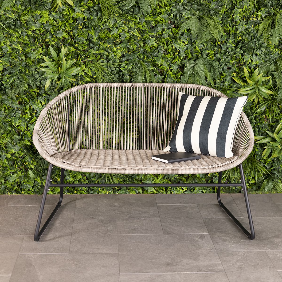 Charles Bentley Grey Rattan Storage Bench