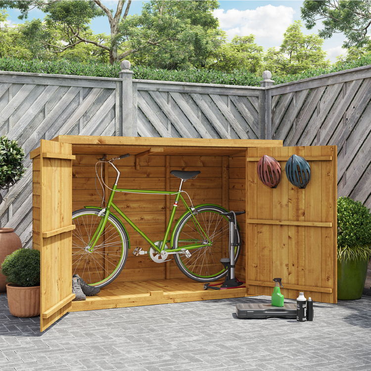 Wooden garden bike shed