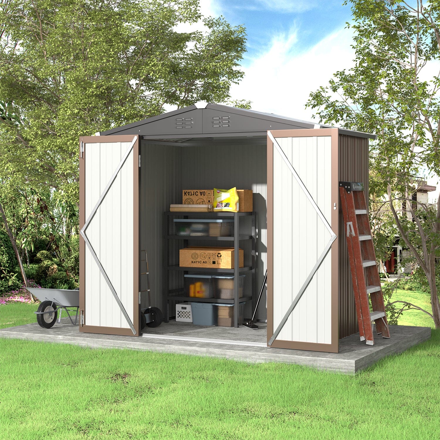 Bike Storage Shed with Integrated Tool Space
