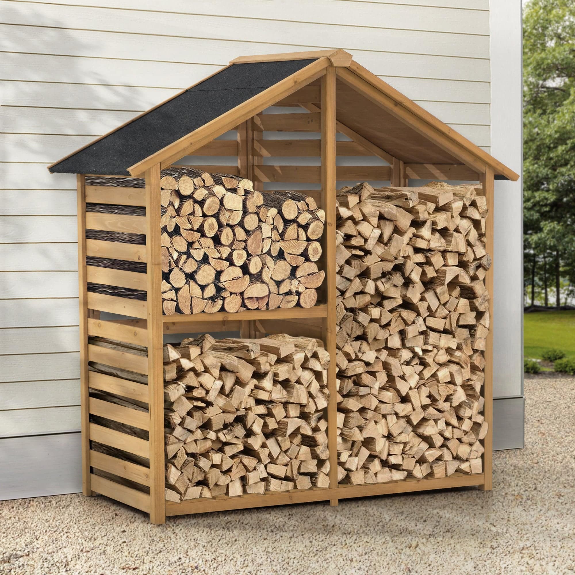 Wooden Firewood Storage Unit