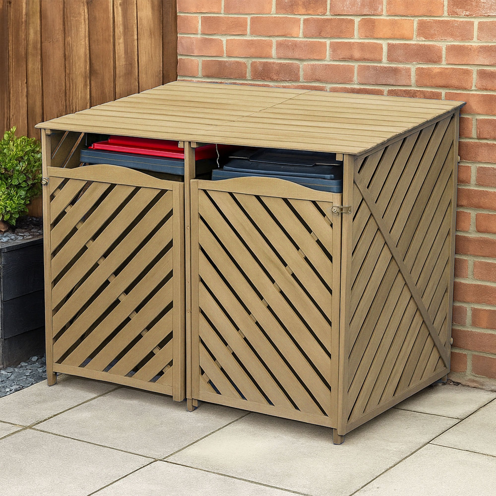 Wooden Double Bin Storage Cabinet