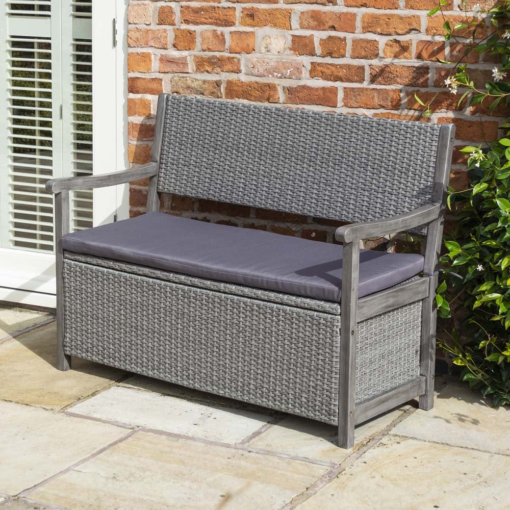 Grey Rattan Storage Bench