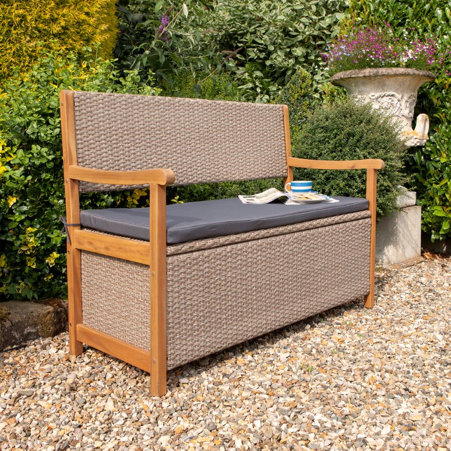 Rattan Style Patio Storage Bench