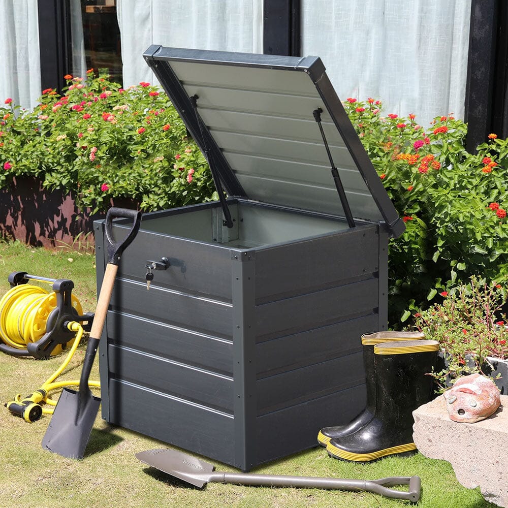 Compact Metal Storage Chest for Small Gardens