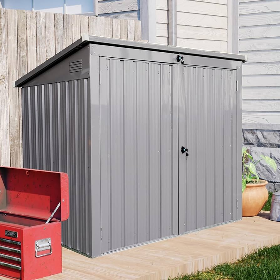 Metal Trash Can Storage Shed