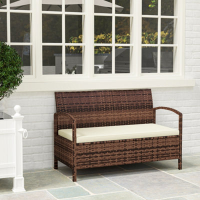Outsunny Rattan Garden Storage Bench