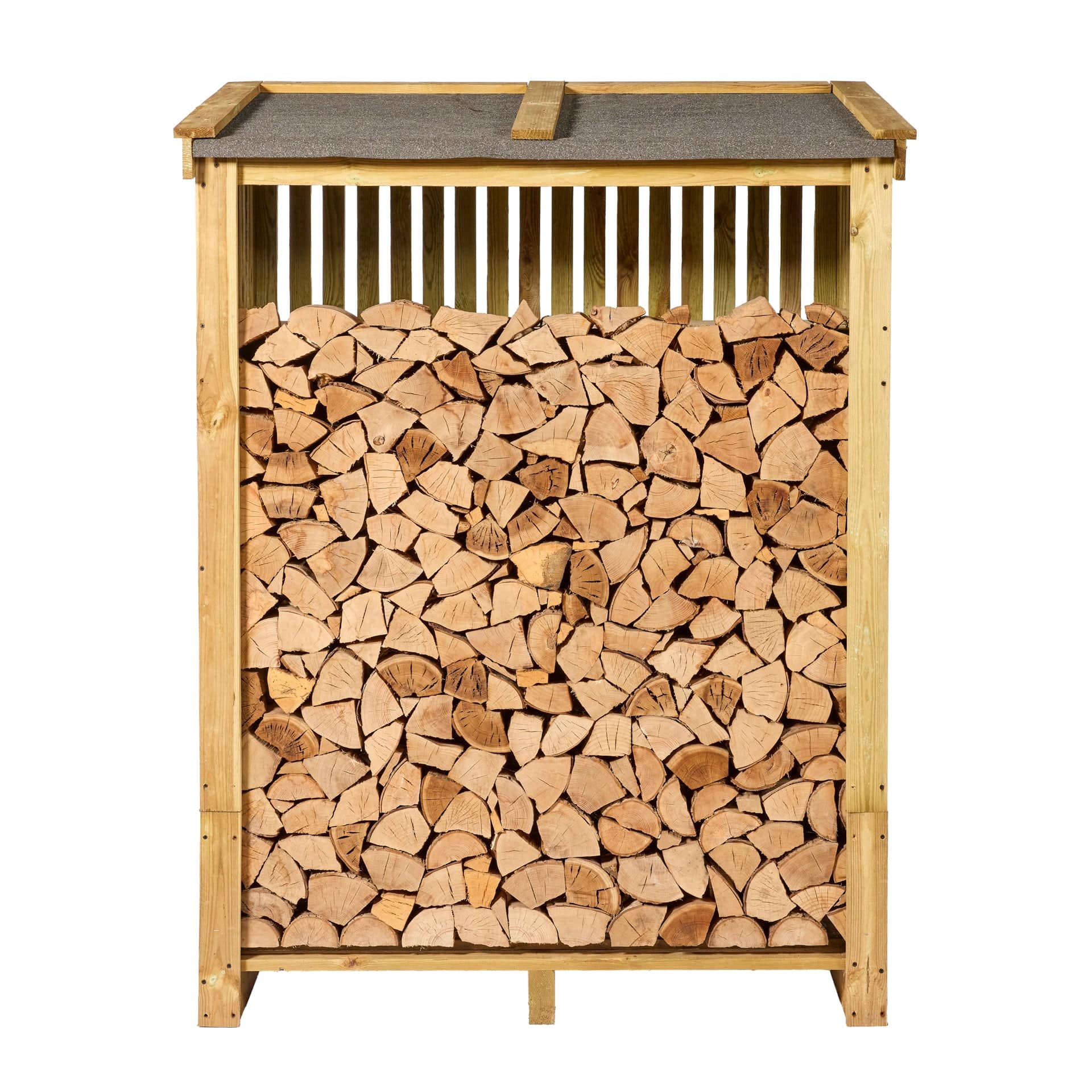 Wooden Log Store with Slatted Sides