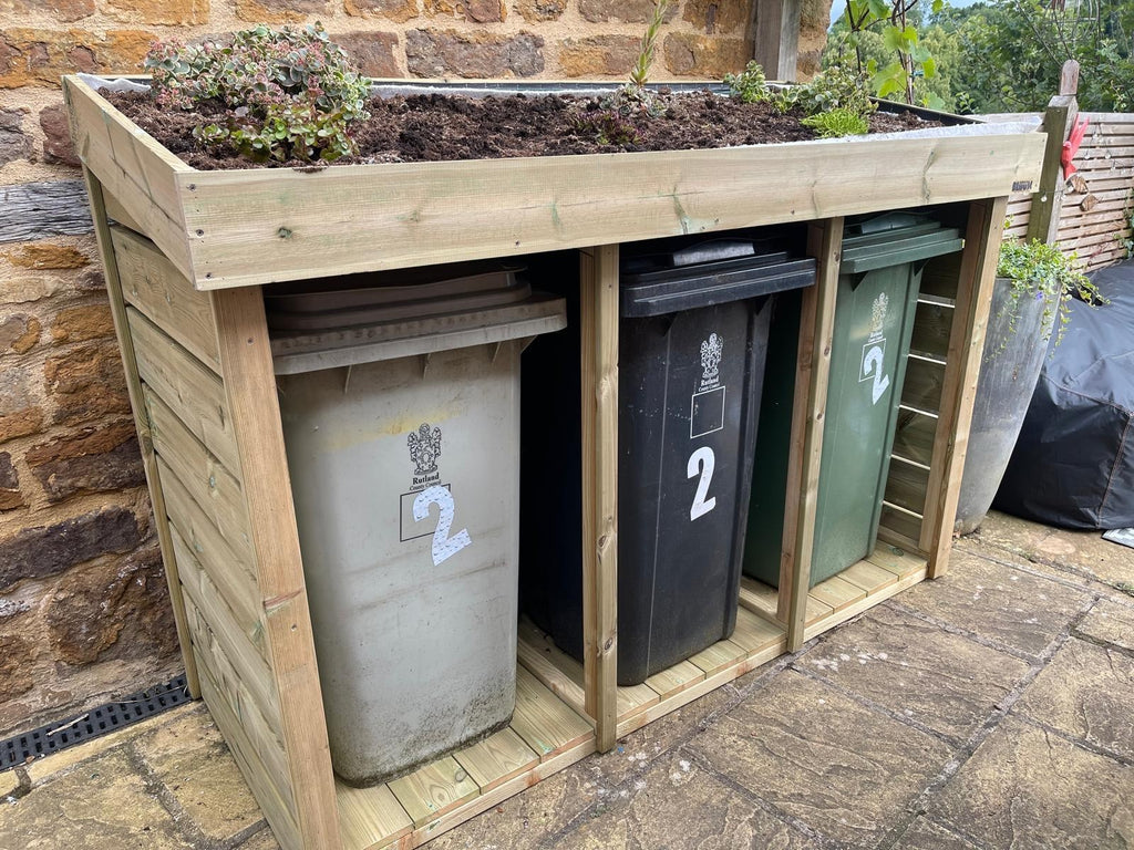 Triple Bin Storage with Integrated Planter