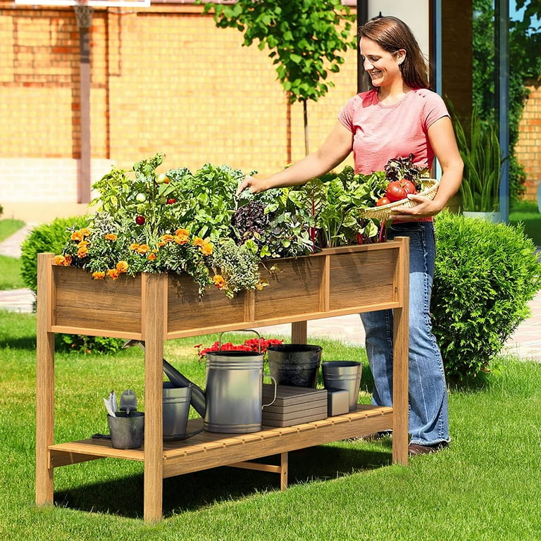 Raised Garden Bed with Built In Storage