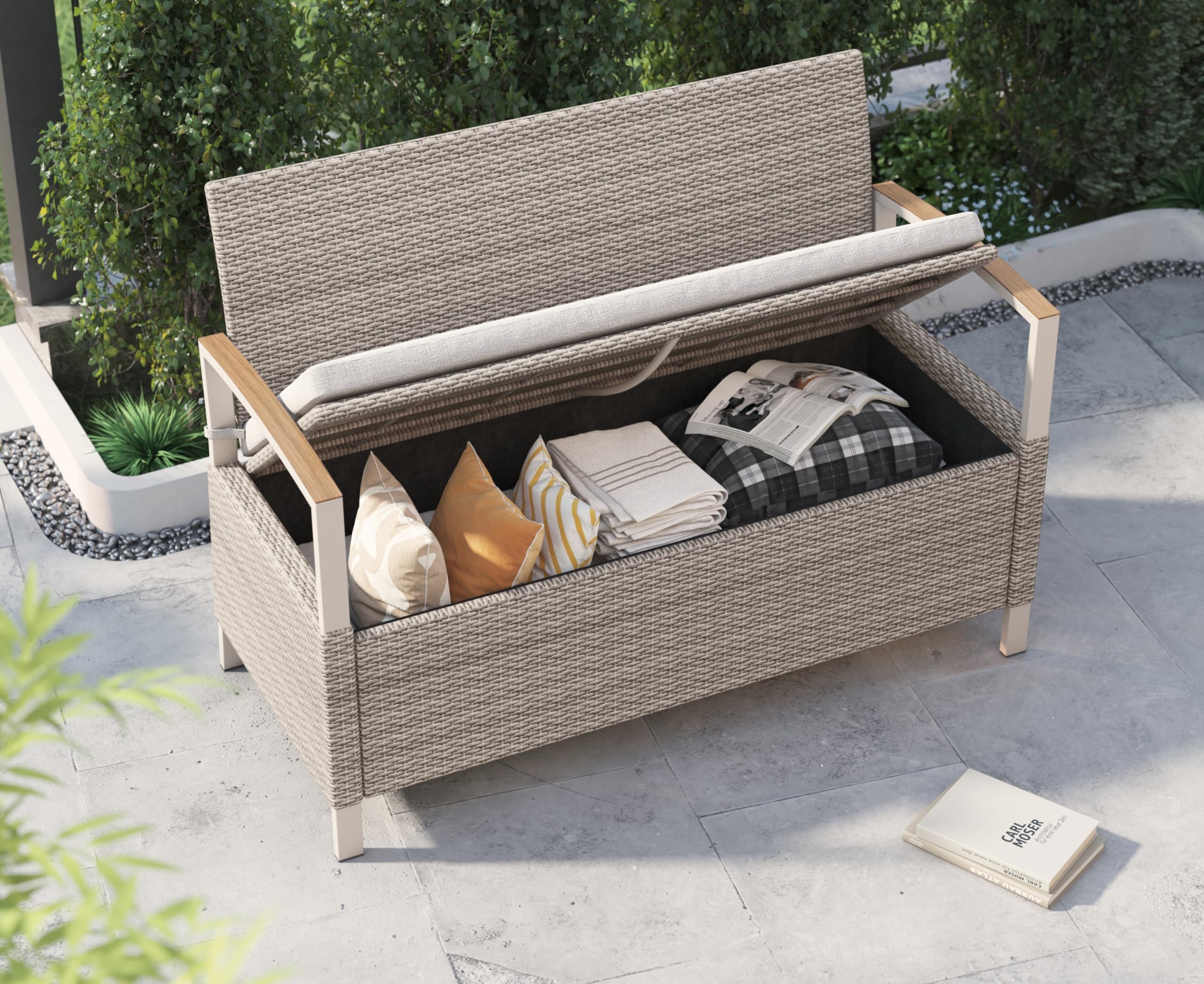 Bench style storage box