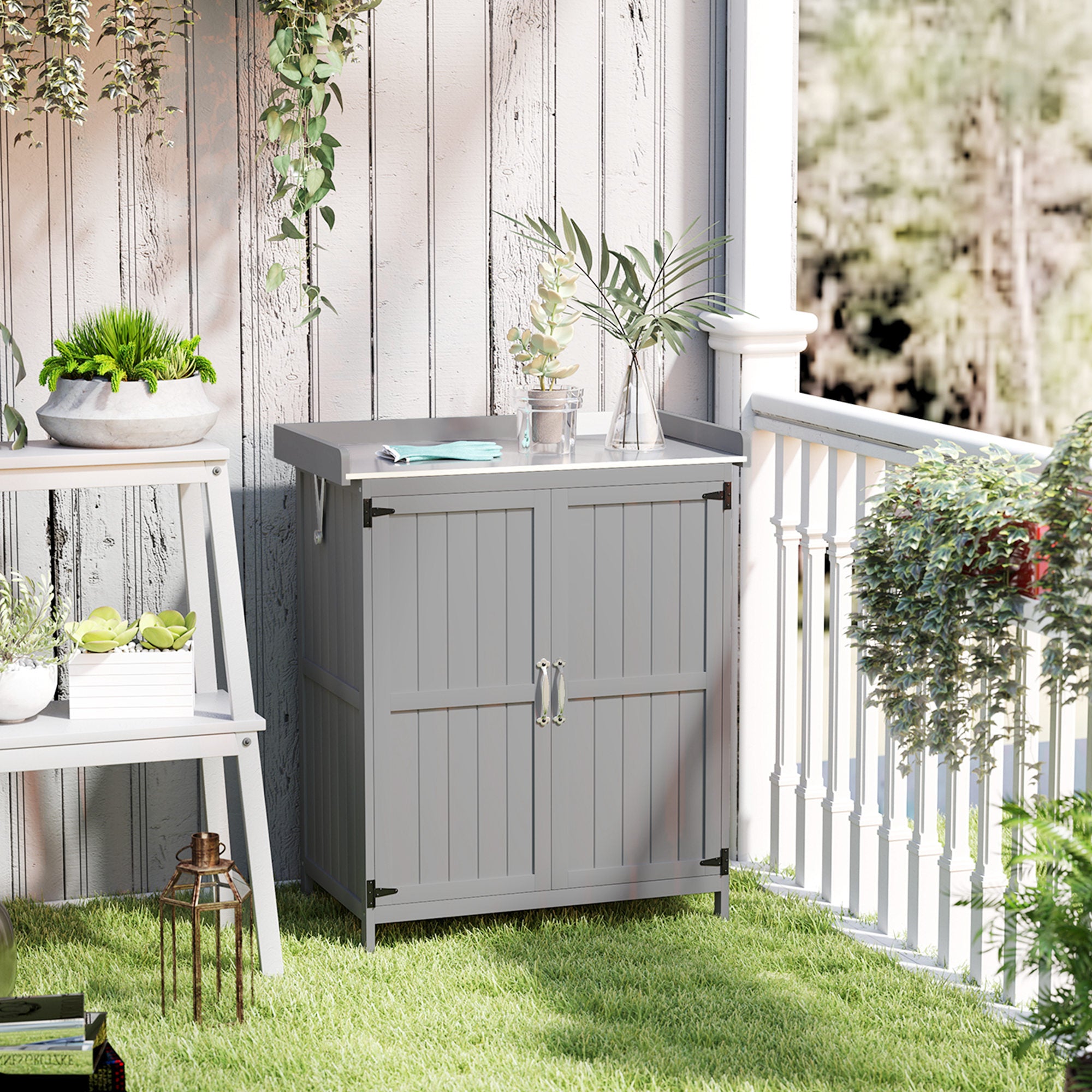 Metal outdoor storage cabinet