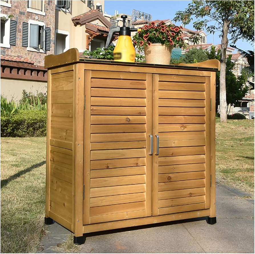 Wooden Tall Garden Storage Cabinet