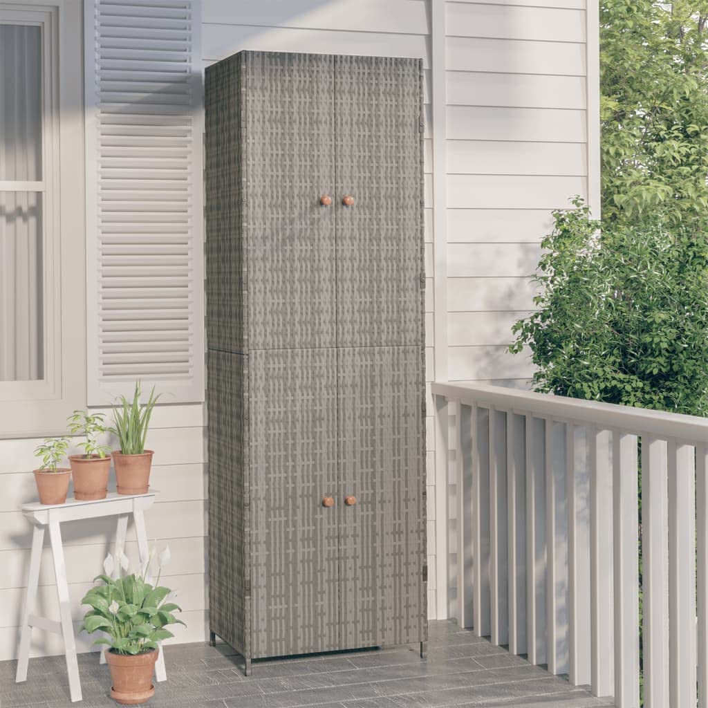 Tall Rattan Style Storage Cabinet
